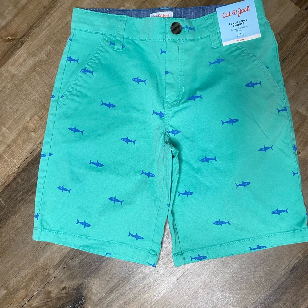 Cat & Jack Green Shorts with Blue Shark Print Boys Multiple Sizes